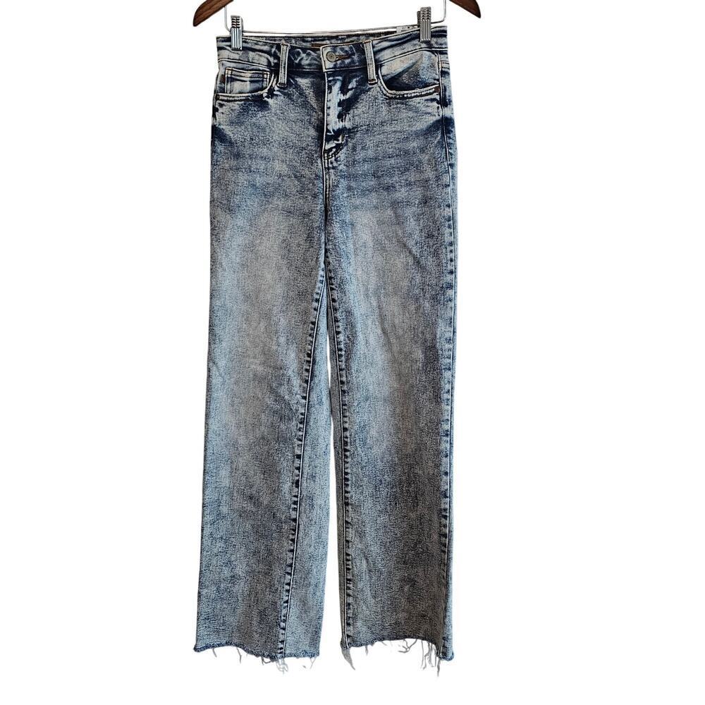 Judy Blue Wide Leg Jeans Women Size 3/26 Light Wash Denim Distressed JB88828 LT